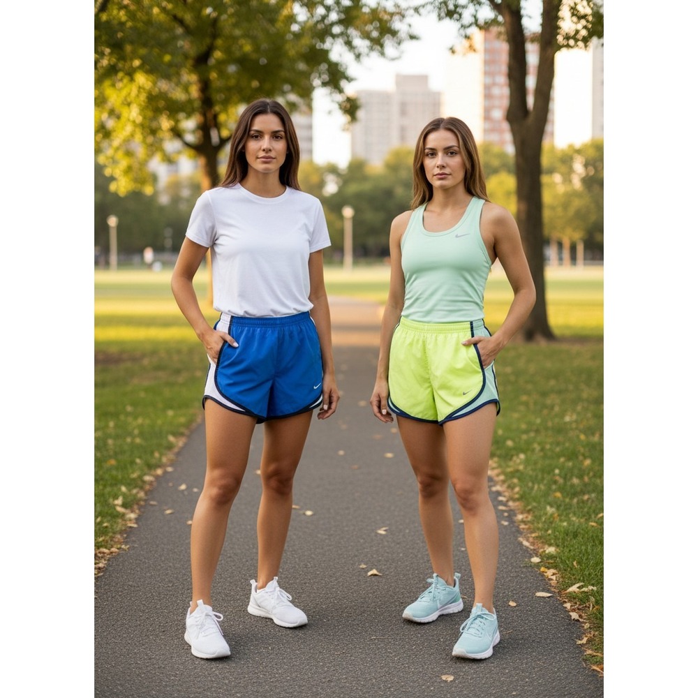 Nike Dri-FIT Tempo Women Running Shorts Bundle Blue/white & Lime Green/yellow XS